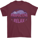 Funny Relaxing Sloth Mens T-Shirt 100% Cotton Maroon