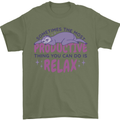 Funny Relaxing Sloth Mens T-Shirt 100% Cotton Military Green