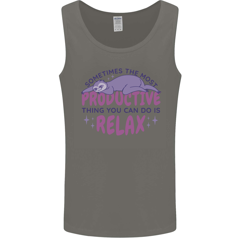 Funny Relaxing Sloth Mens Vest Tank Top Charcoal