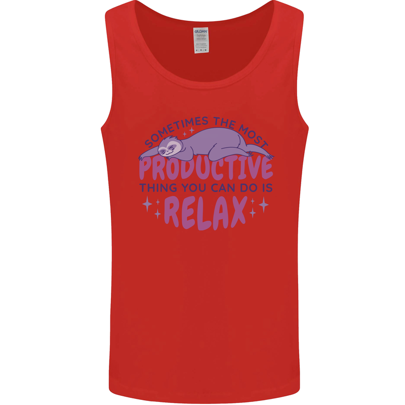 Funny Relaxing Sloth Mens Vest Tank Top Red