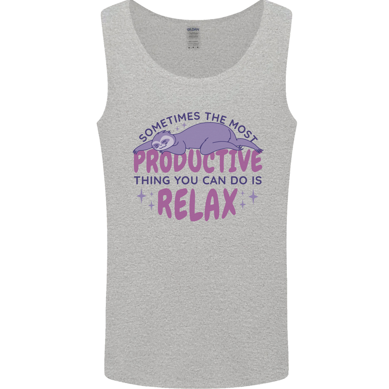 Funny Relaxing Sloth Mens Vest Tank Top Sports Grey