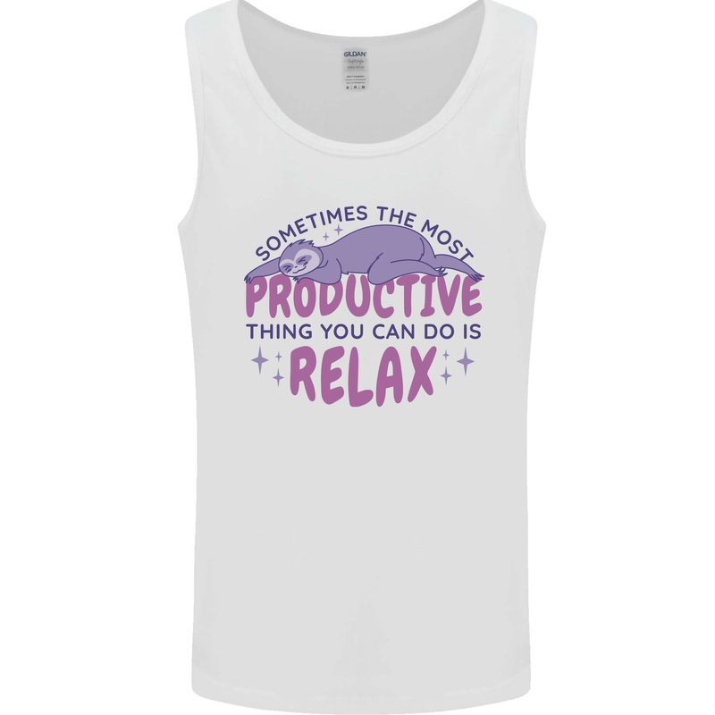 Funny Relaxing Sloth Mens Vest Tank Top White