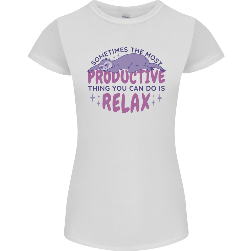 Funny Relaxing Sloth Womens Petite Cut T-Shirt White