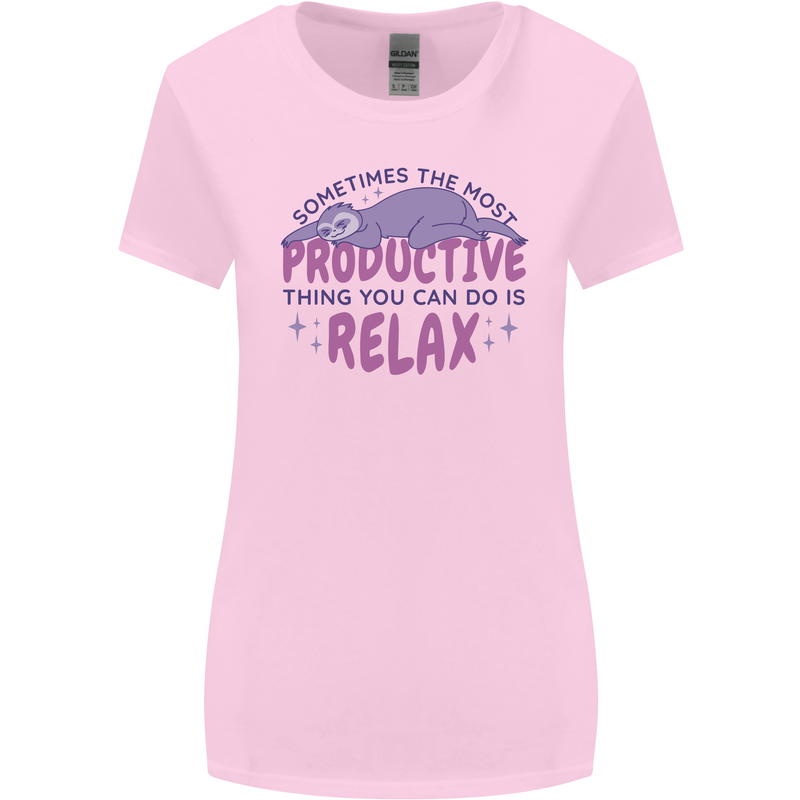 Funny Relaxing Sloth Womens Wider Cut T-Shirt Light Pink