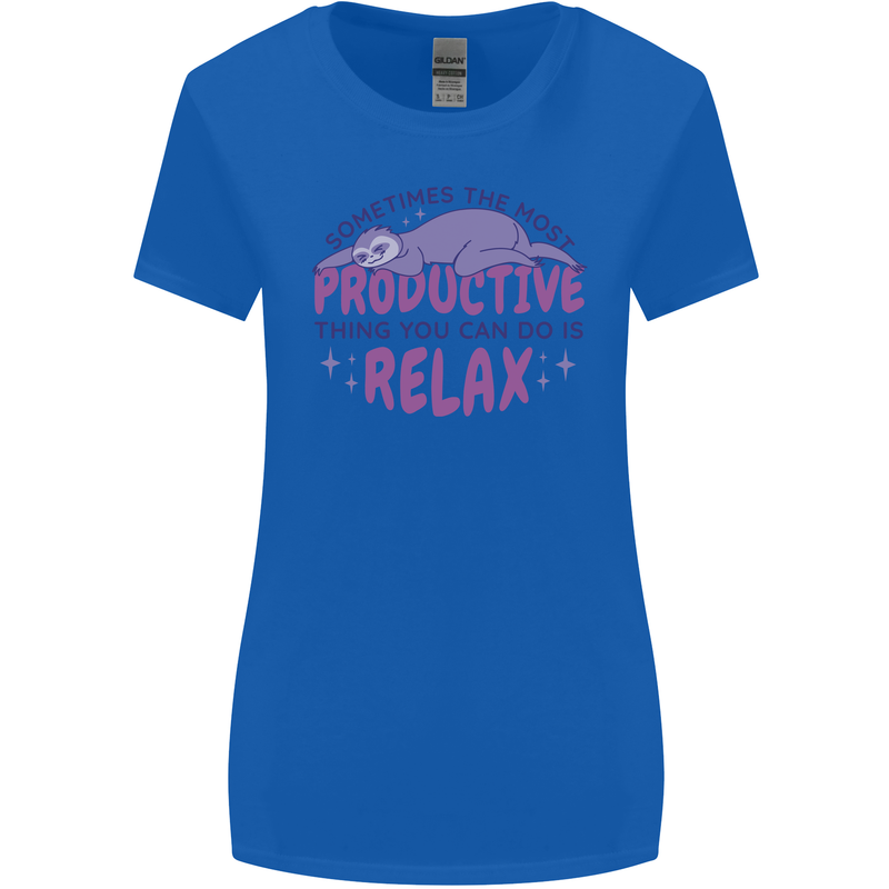 Funny Relaxing Sloth Womens Wider Cut T-Shirt Royal Blue