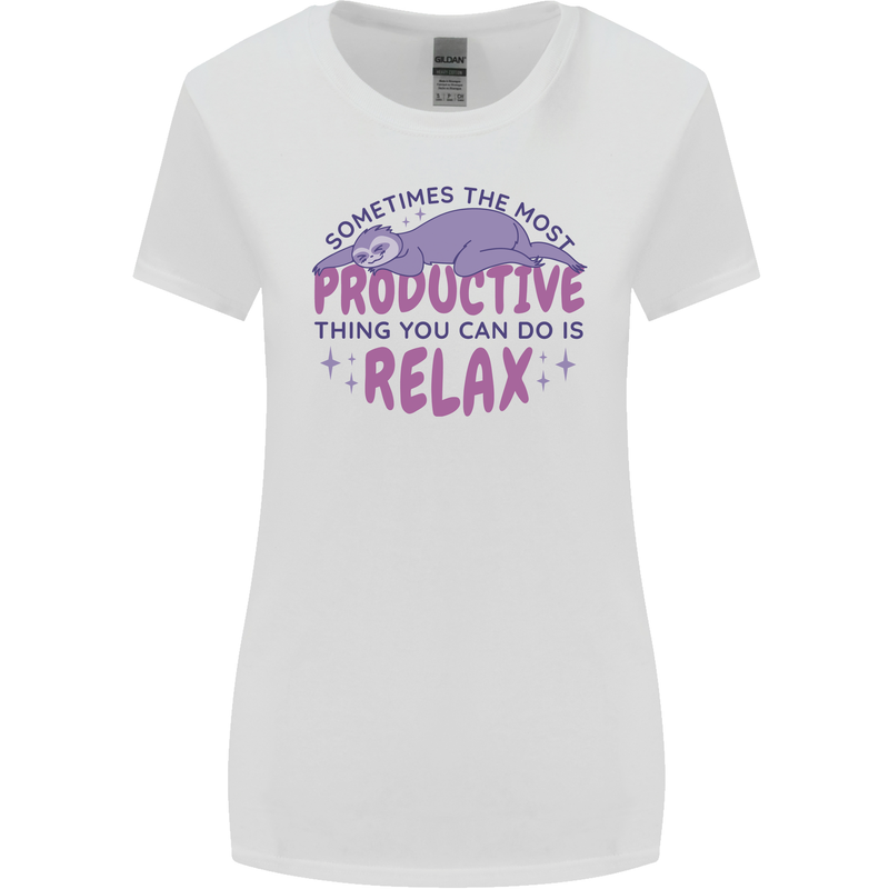 Funny Relaxing Sloth Womens Wider Cut T-Shirt White