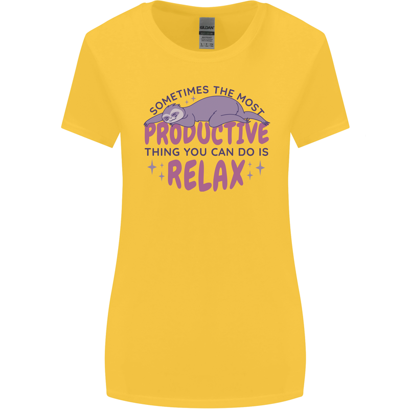 Funny Relaxing Sloth Womens Wider Cut T-Shirt Yellow