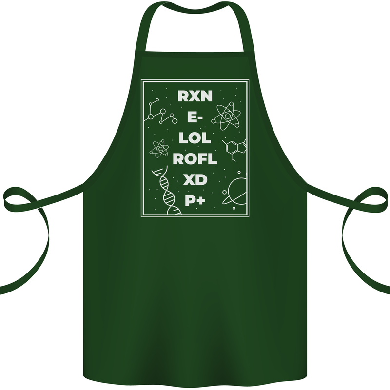 Funny Science RXN E- LOL ROFL XD P+ Geek Cotton Apron 100% Organic Forest Green