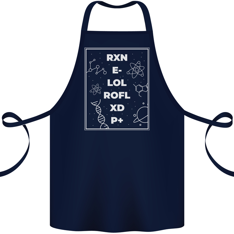 Funny Science RXN E- LOL ROFL XD P+ Geek Cotton Apron 100% Organic Navy Blue