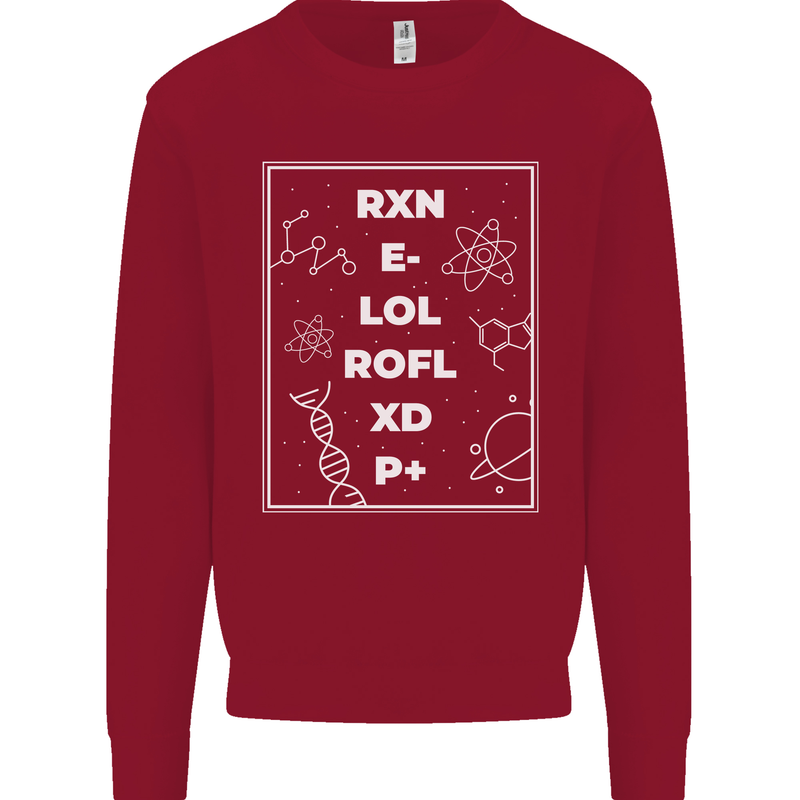 Funny Science RXN E- LOL ROFL XD P+ Geek Kids Sweatshirt Jumper Red