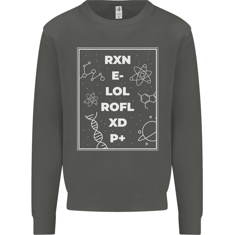 Funny Science RXN E- LOL ROFL XD P+ Geek Kids Sweatshirt Jumper Storm Grey