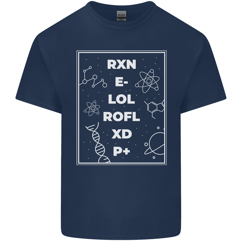 Funny Science RXN E- LOL ROFL XD P+ Geek Kids T-Shirt Childrens Navy Blue
