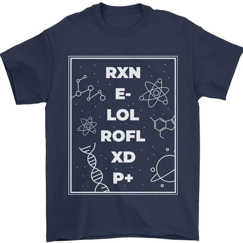 Funny Science RXN E- LOL ROFL XD P+ Geek Mens T-Shirt 100% Cotton Navy Blue