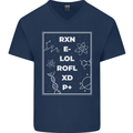 Funny Science RXN E- LOL ROFL XD P+ Geek Mens V-Neck Cotton T-Shirt Navy Blue