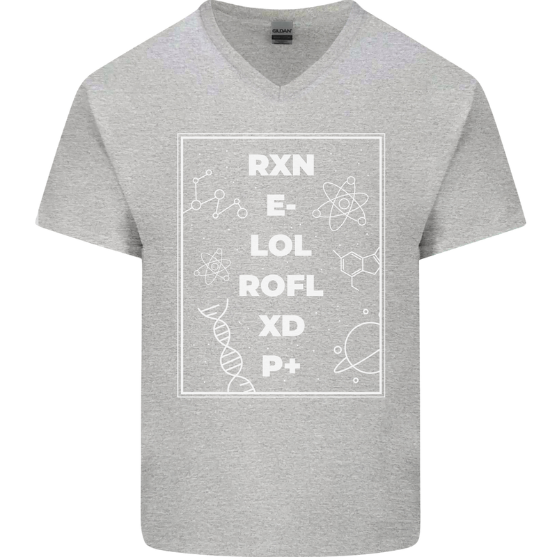 Funny Science RXN E- LOL ROFL XD P+ Geek Mens V-Neck Cotton T-Shirt Sports Grey