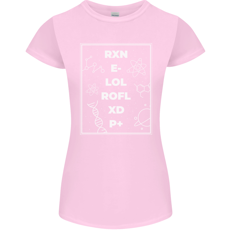 Funny Science RXN E- LOL ROFL XD P+ Geek Womens Petite Cut T-Shirt Light Pink