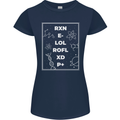 Funny Science RXN E- LOL ROFL XD P+ Geek Womens Petite Cut T-Shirt Navy Blue