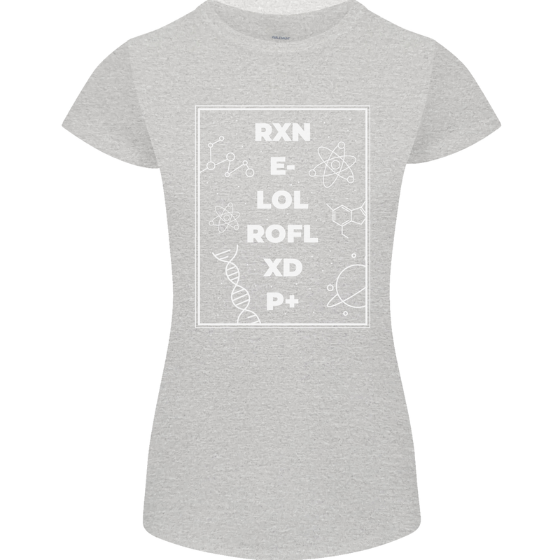 Funny Science RXN E- LOL ROFL XD P+ Geek Womens Petite Cut T-Shirt Sports Grey