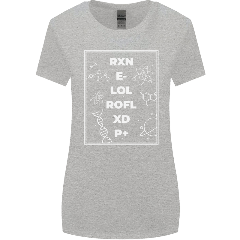 Funny Science RXN E- LOL ROFL XD P+ Geek Womens Wider Cut T-Shirt Sports Grey