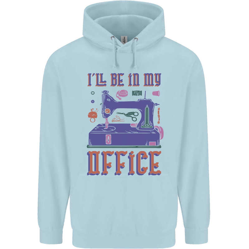 Funny Sewing Machine Seamstress Tailor Childrens Kids Hoodie Light Blue