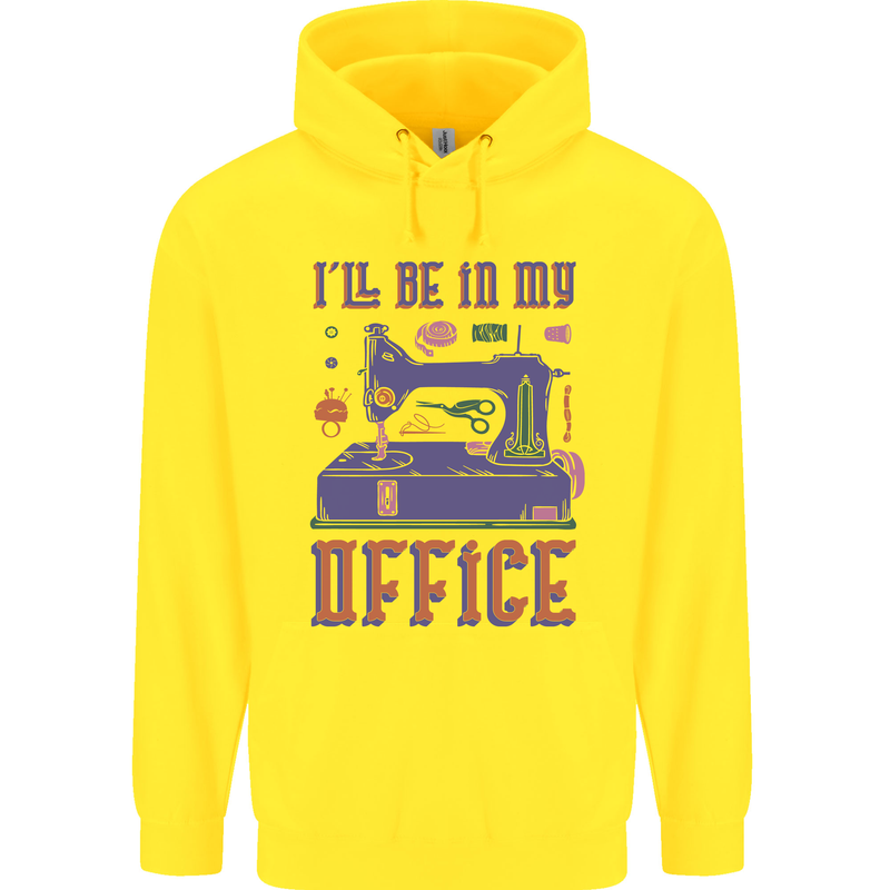 Funny Sewing Machine Seamstress Tailor Childrens Kids Hoodie Yellow