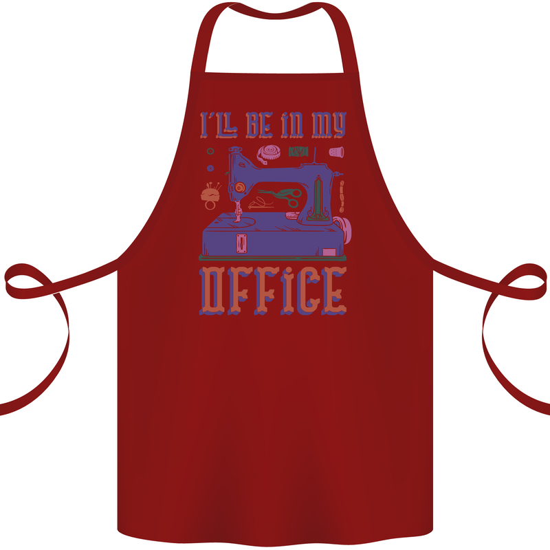 Funny Sewing Machine Seamstress Tailor Cotton Apron 100% Organic Maroon