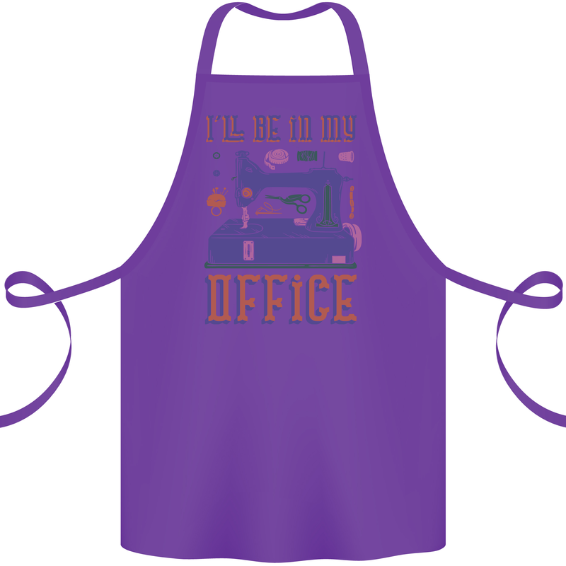 Funny Sewing Machine Seamstress Tailor Cotton Apron 100% Organic Purple