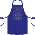 Funny Sewing Machine Seamstress Tailor Cotton Apron 100% Organic Royal Blue
