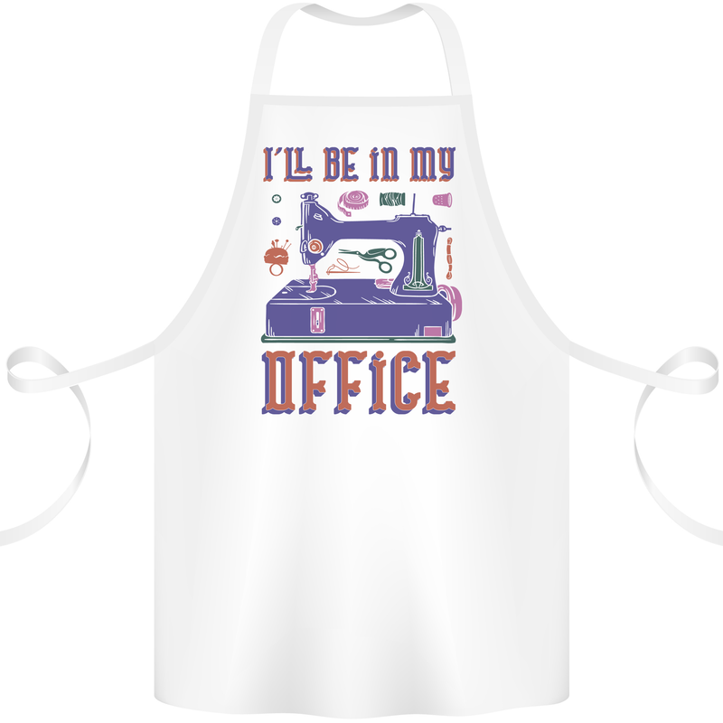 Funny Sewing Machine Seamstress Tailor Cotton Apron 100% Organic White