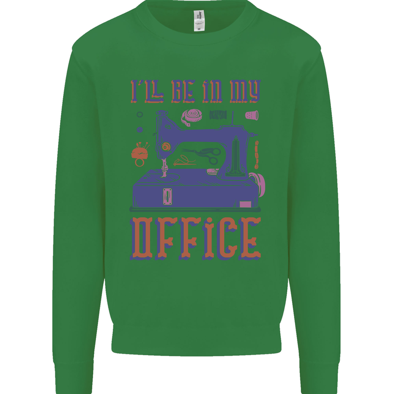Funny Sewing Machine Seamstress Tailor Kids Sweatshirt Jumper Irish Green