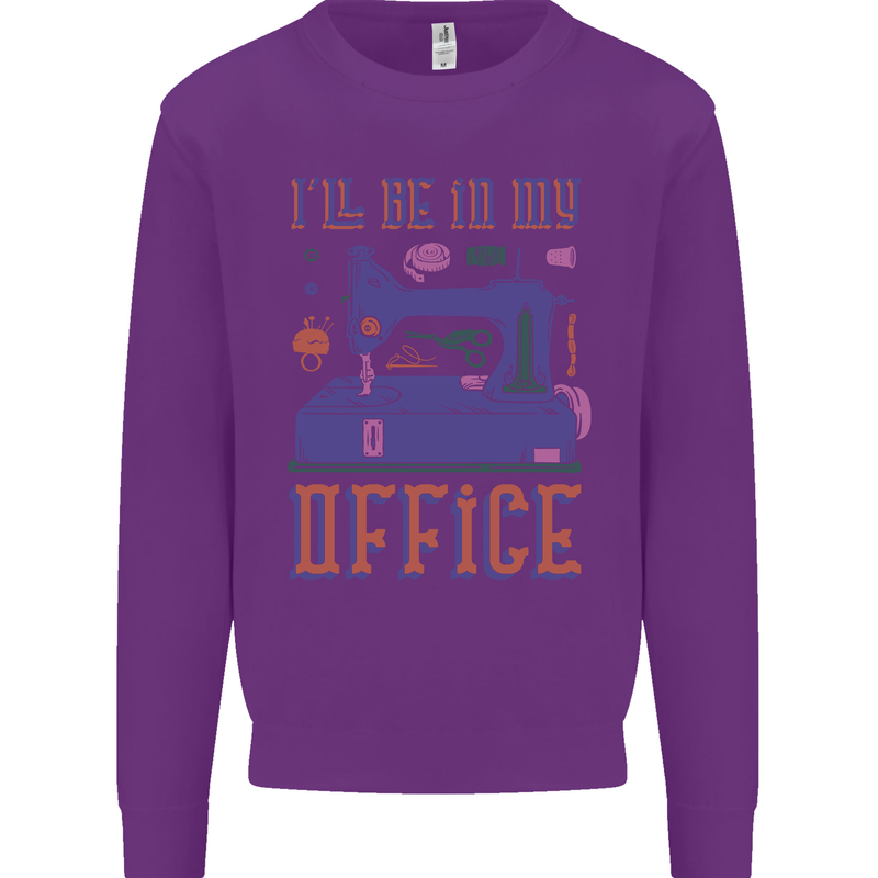 Funny Sewing Machine Seamstress Tailor Kids Sweatshirt Jumper Purple