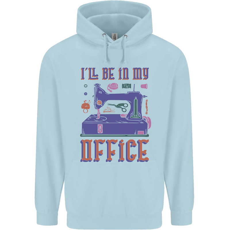 Funny Sewing Machine Seamstress Tailor Mens 80% Cotton Hoodie Light Blue