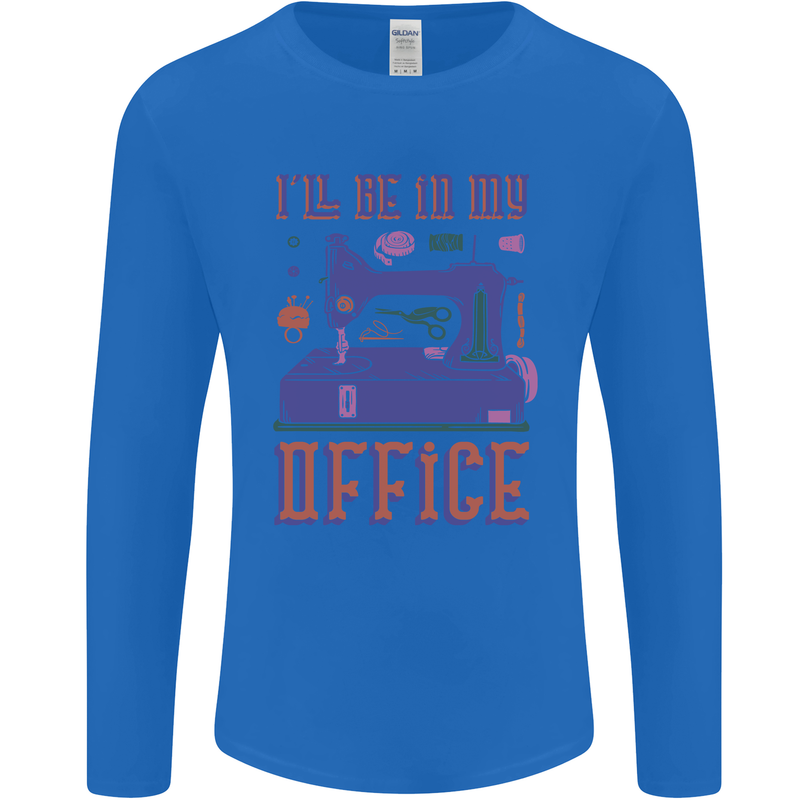 Funny Sewing Machine Seamstress Tailor Mens Long Sleeve T-Shirt Royal Blue