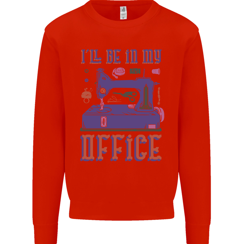 Funny Sewing Machine Seamstress Tailor Mens Sweatshirt Jumper Bright Red