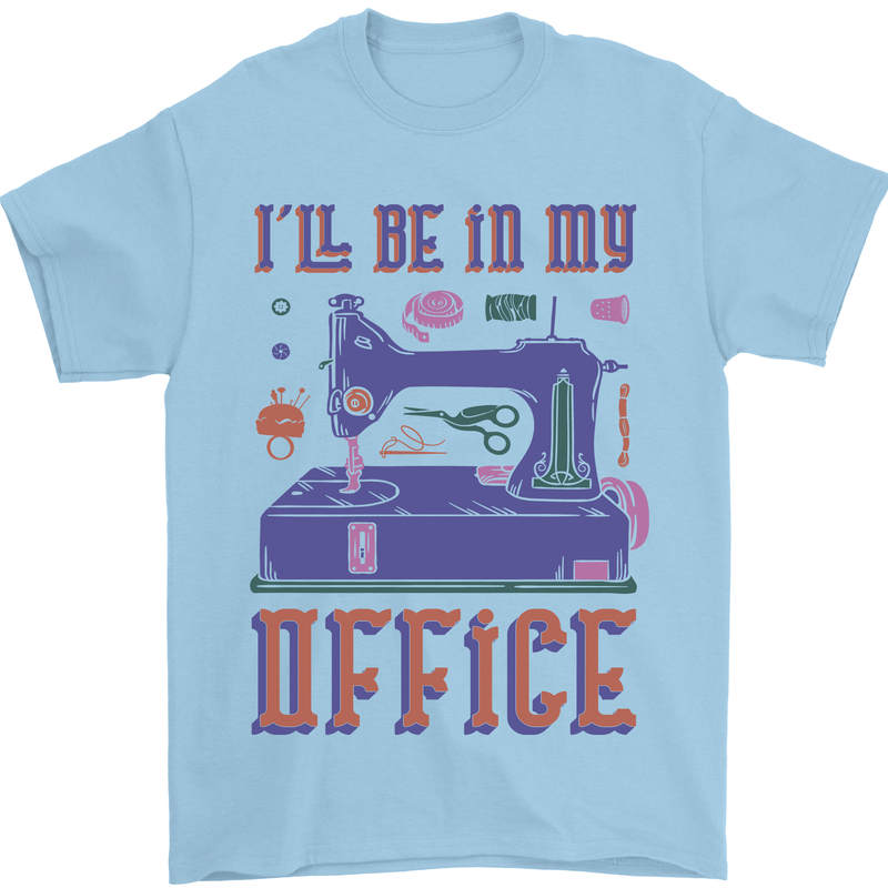 Funny Sewing Machine Seamstress Tailor Mens T-Shirt 100% Cotton Light Blue