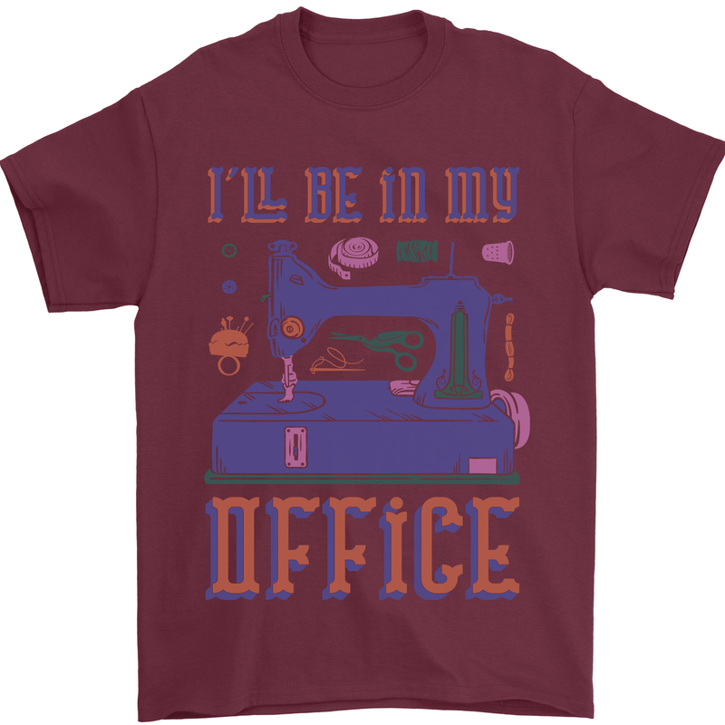 Funny Sewing Machine Seamstress Tailor Mens T-Shirt 100% Cotton Maroon