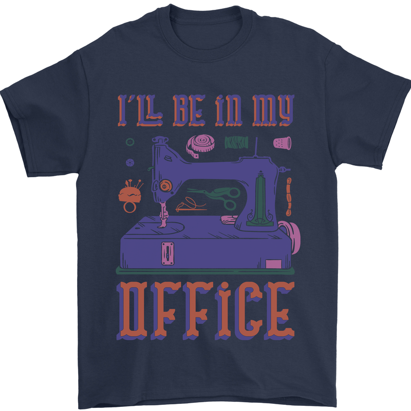 Funny Sewing Machine Seamstress Tailor Mens T-Shirt 100% Cotton Navy Blue