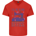 Funny Sewing Machine Seamstress Tailor Mens V-Neck Cotton T-Shirt Red