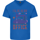 Funny Sewing Machine Seamstress Tailor Mens V-Neck Cotton T-Shirt Royal Blue