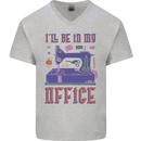 Funny Sewing Machine Seamstress Tailor Mens V-Neck Cotton T-Shirt Sports Grey
