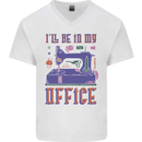 Funny Sewing Machine Seamstress Tailor Mens V-Neck Cotton T-Shirt White