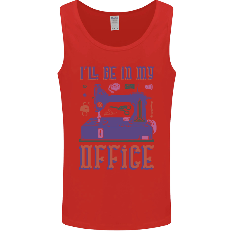 Funny Sewing Machine Seamstress Tailor Mens Vest Tank Top Red