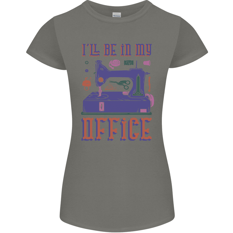 Funny Sewing Machine Seamstress Tailor Womens Petite Cut T-Shirt Charcoal