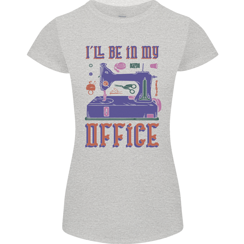Funny Sewing Machine Seamstress Tailor Womens Petite Cut T-Shirt Sports Grey