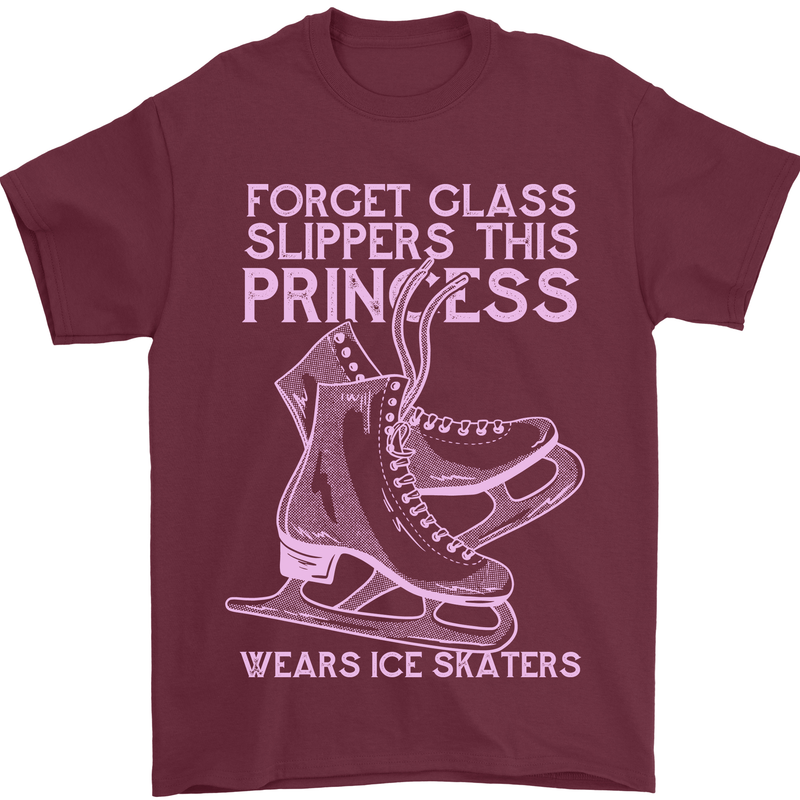 Funny Skater This Princess Wears Ice Skates Mens T-Shirt 100% Cotton Maroon