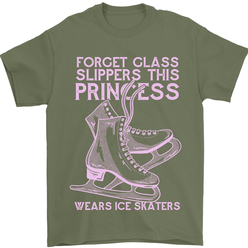 Funny Skater This Princess Wears Ice Skates Mens T-Shirt 100% Cotton Military Green