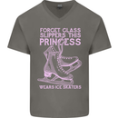 Funny Skater This Princess Wears Ice Skates Mens V-Neck Cotton T-Shirt Charcoal