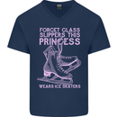 Funny Skater This Princess Wears Ice Skates Mens V-Neck Cotton T-Shirt Navy Blue