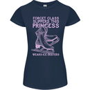 Funny Skater This Princess Wears Ice Skates Womens Petite Cut T-Shirt Navy Blue