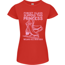 Funny Skater This Princess Wears Ice Skates Womens Petite Cut T-Shirt Red